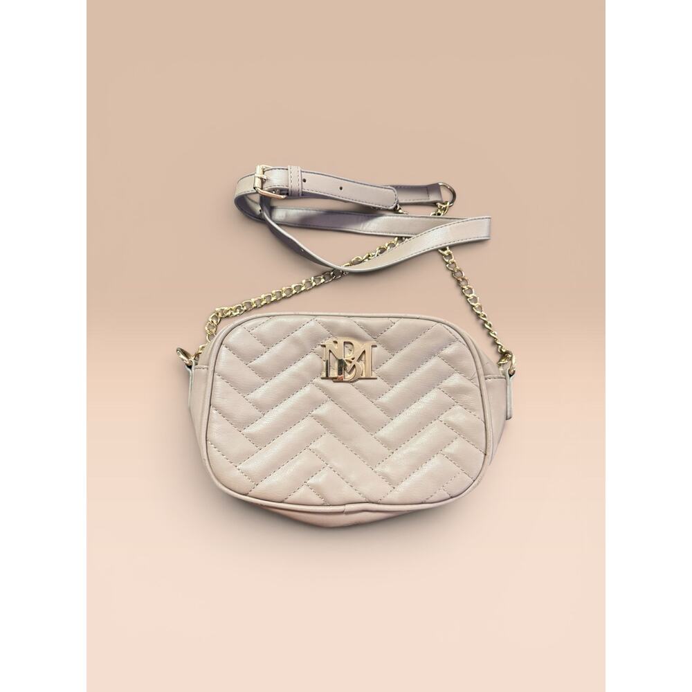 Badgley Mischka Quilted Taupe Crossbody Bag Gold Chain Beige Purse - Picture 4 of 14